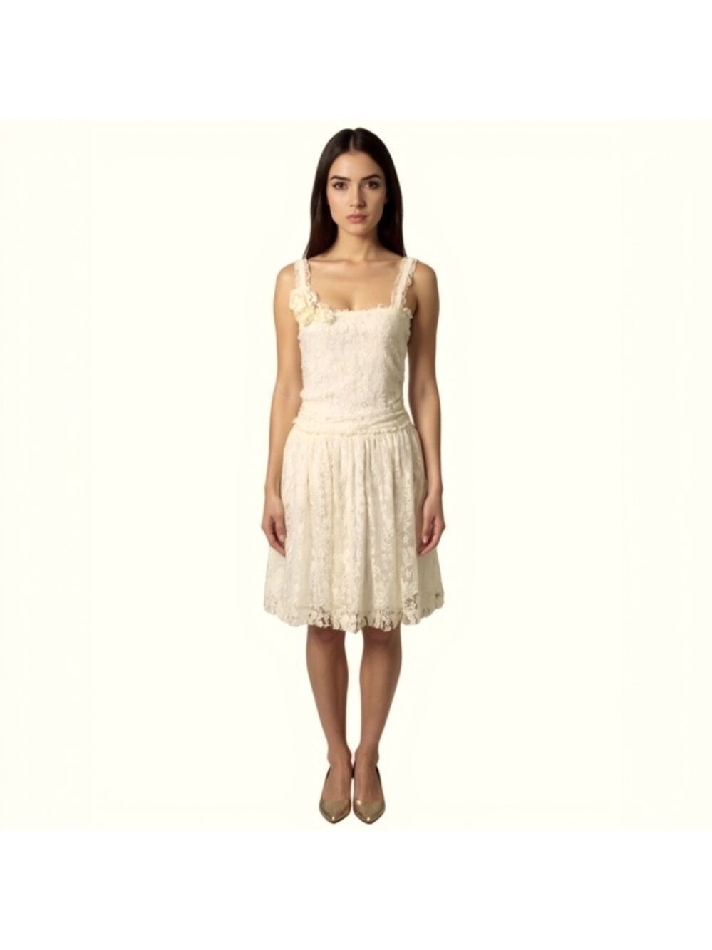 Chelsea & Violet Off White Exotic Eighties Lace Dress Size Large